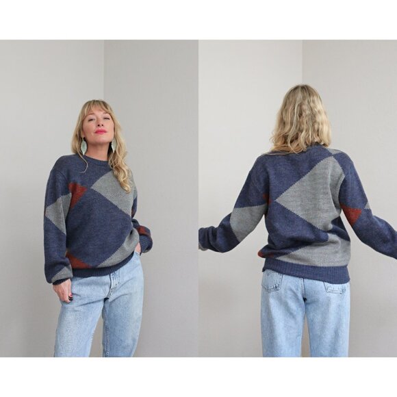 1970's Vintage Kennington Geometric Sweater ~ Men's Large ~ Women's LG XL 70's